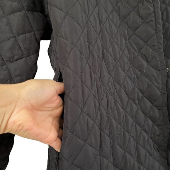 Women Wrap Long Padded Coat Oversize Large L Black Tie Adjustable Pockets - Picture 12 of 15